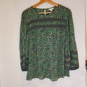 J. Jill Green, Blue, and Cream Floral Tunic‎ size M